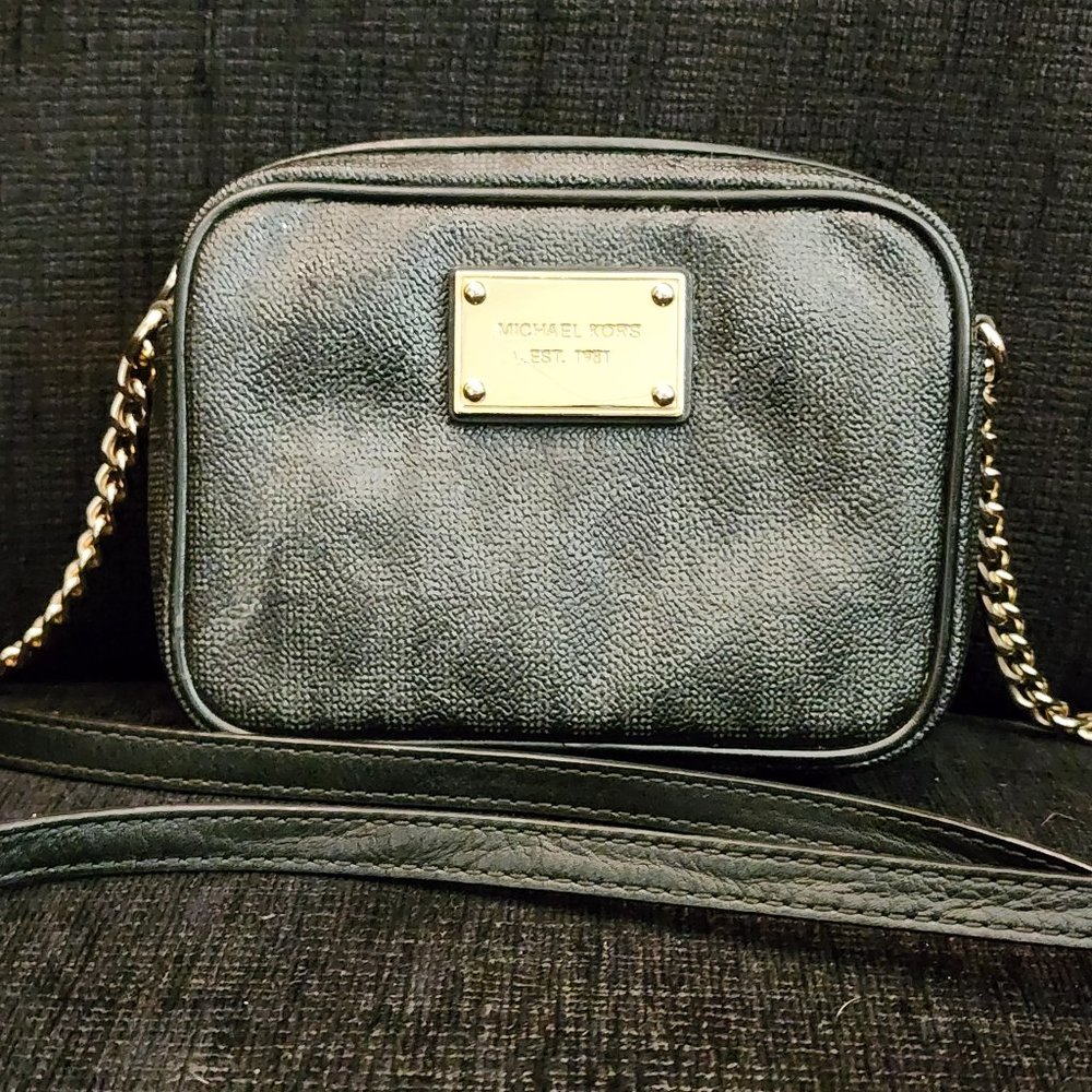 Michael Kors Black Jet Set Monogram Crossbody Bag - Picture 2 of 6